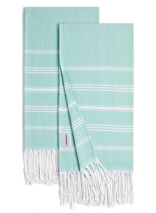 cabanana Hand Towels for Bathroom - 2-Pack,20x30 Inch-100% Cotton,Turkish Bathroom Hand Towels,Super Absorbent & Quick-Dry Soft for Bath, Kitchen, Spa, Face, Hair, Dishcloth (Aqua) - Image 1