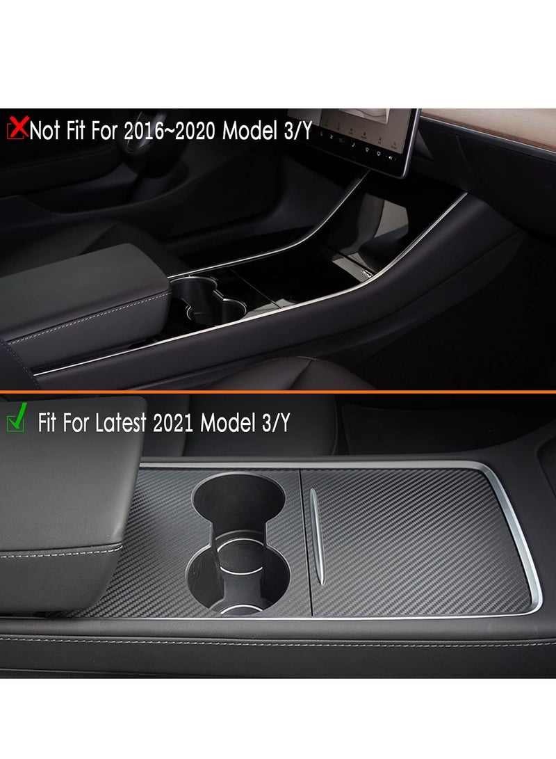كيلا طقم لف الكونسول الوسطي باللون الأسود غير اللامع طقم لف الزخارف الداخلية لملحقات Tesla 2021 (ألياف الكربون غير اللامعة) - Image 2