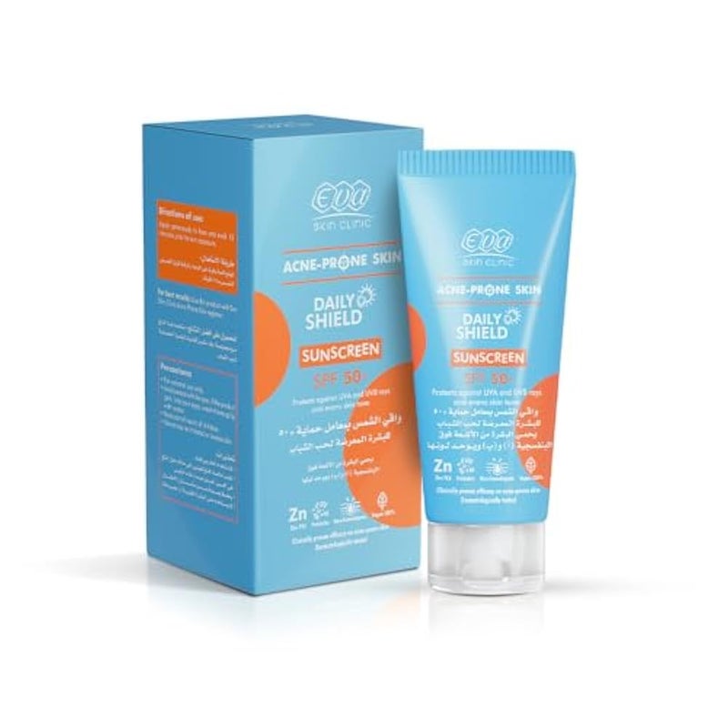 Eva Skin Clinic Acne-Prone Sunscreen SPF 50+ for Even Skin Tone, High UVA & UVB Protection, Lightweight, Non-Greasy, Non-Comedogenic, Breakout-Free, Suitable for Oily Skin, 40 ML - Image 1