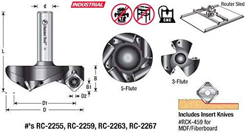 Amana Tool - 3Fl 2" Dia Spoilboard 1/2" Shnk (RC-2255), Industrial Grade - Image 2