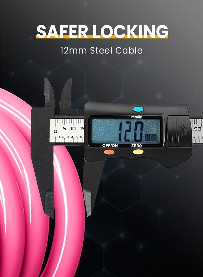 KEYSTP Bike Lock Cable with Combination,High Security 5-Digit Resettable Combination Bicycle Lock Anti-Theft, Scooter Lock with Mounting Bracket for Bikes and Scooters(Pink) - Image 4
