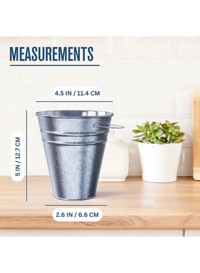 Houseables Metal Bucket, Galvanized Bucket, Metal Pail, Small Pail, Mini Tin Container, with Handle, for Party, Favors, Crafts, Candy, Flower, Paint, Children, Decorative, Silver, Little, 5 Inch, 12 Pack Bulk - Image 2