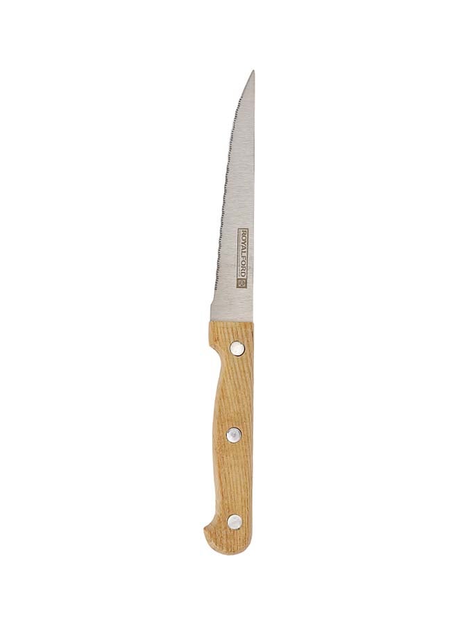 Royalford Kitchen Knife Set- RF12264/ Pack of 7, Includes Chef, Bread, Slicer, Utility, Steak and Paring Knife/ Stylish Pinewood Holder, Ergonomic Design Multicolor - Image 2