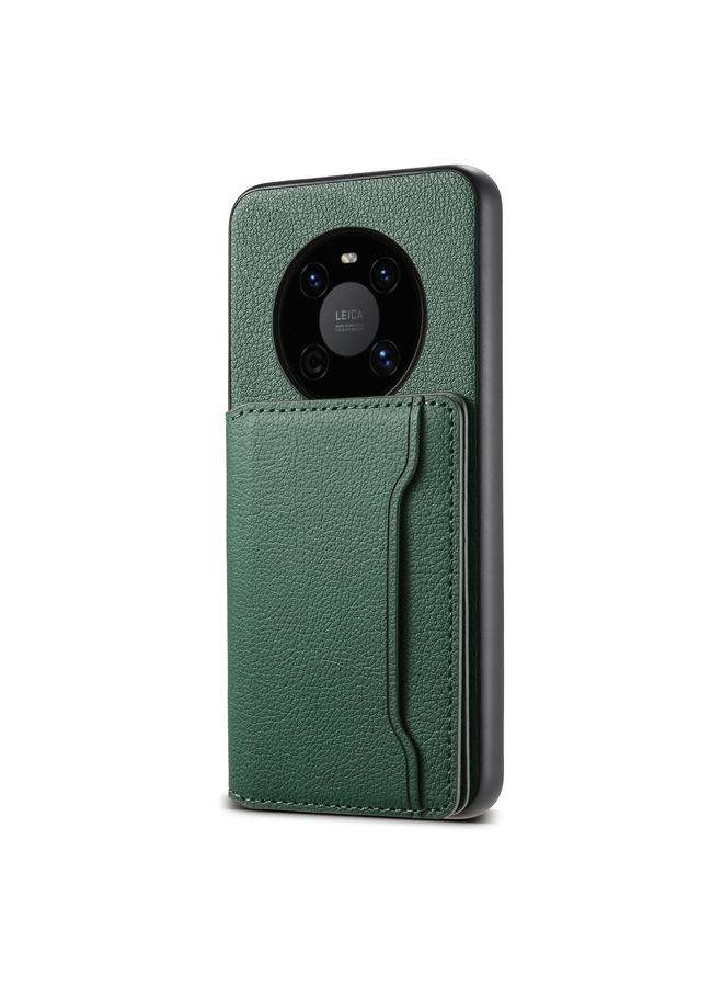 جراب هاتف Huawei Mate 40 بتصميم من جلد العجل وغطاء كامل (أخضر)