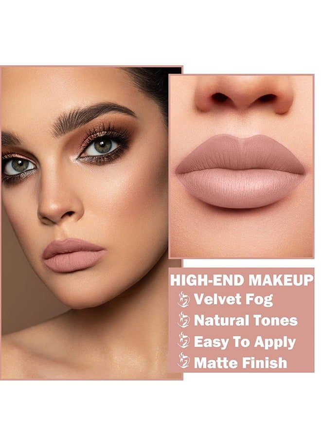 چولي ستار مجموعة أحمر الشفاه ، أحمر شفاه غير لامع عاري ملمع شفاه حريري مخملي ، أحمر شفاه أنبوب ورقي عاري لصبغة الشفاه كوب غير لاصق ، أحمر شفاه غير لامع مقاوم للماء طويل الأمد للنساء مكياج شفاه احترافي يوميا- # 04 وردي فاتح - Image 4