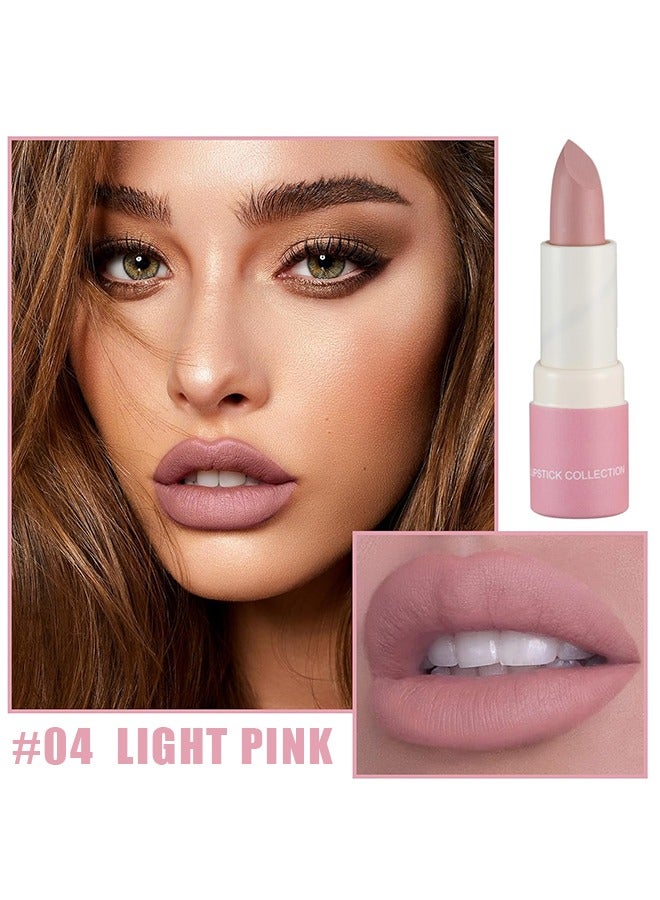 چولي ستار مجموعة أحمر الشفاه ، أحمر شفاه غير لامع عاري ملمع شفاه حريري مخملي ، أحمر شفاه أنبوب ورقي عاري لصبغة الشفاه كوب غير لاصق ، أحمر شفاه غير لامع مقاوم للماء طويل الأمد للنساء مكياج شفاه احترافي يوميا- # 04 وردي فاتح - Image 2