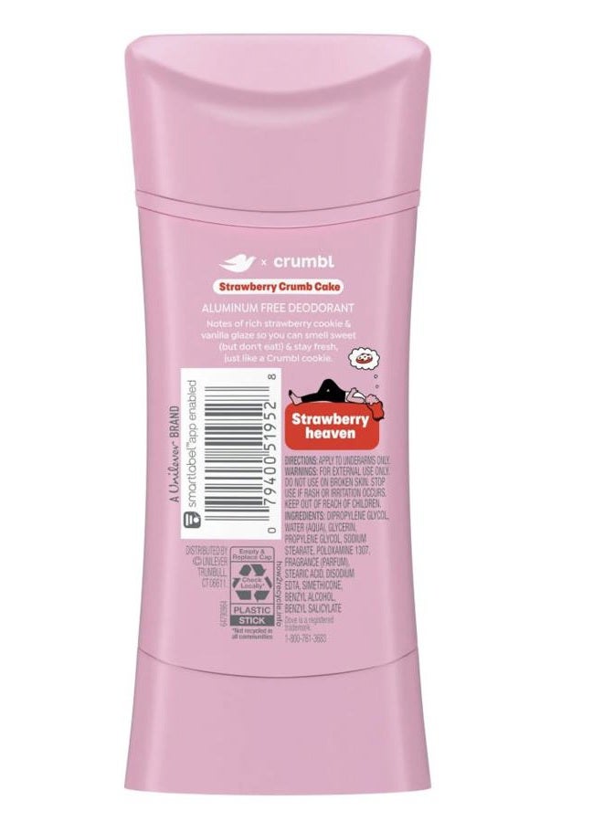 Dove x Crumbl 1 Pack Deodorant Stick Crumbl Strawberry Crumb Cake Aluminum Free, 2.6 oz - Image 2