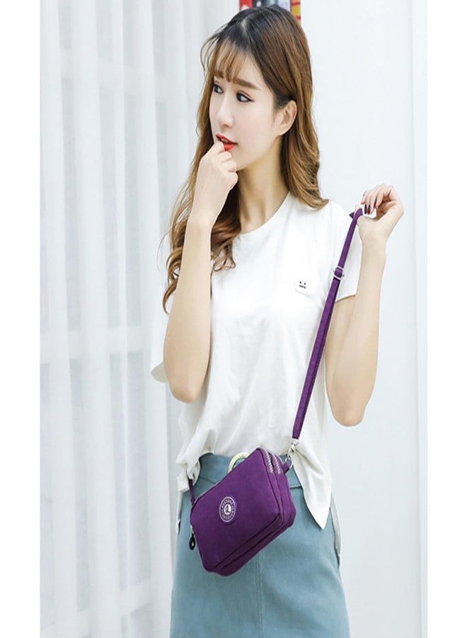 LassZone Women's Crossbody Shoulder Bags Waterproof Nylon Cell Phone Wallet Handbags 3 Layers Zipper Wristlet Purse - Image 2