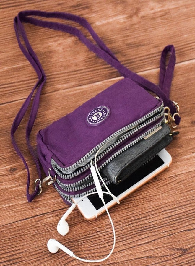 LassZone Women's Crossbody Shoulder Bags Waterproof Nylon Cell Phone Wallet Handbags 3 Layers Zipper Wristlet Purse - Image 3