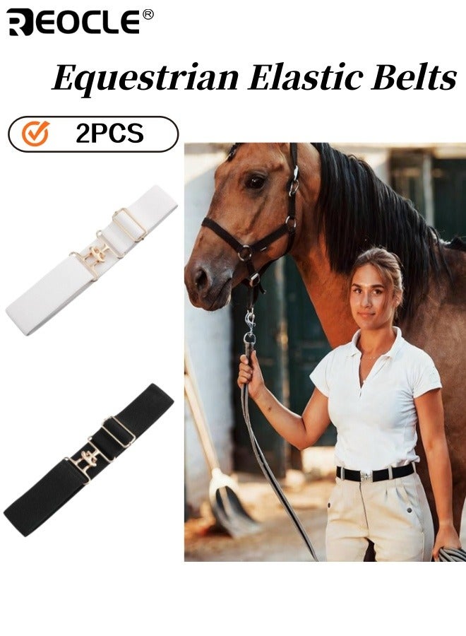 ريوكل 2 قطعة أحزمة مطاطية للفروسية حزام ركوب الخيل حزام بت لرياضة ركوب الخيل وأنشطة الفروسية للنساء والرجال الدراجين (عرض 1.9 بوصة) - Image 1
