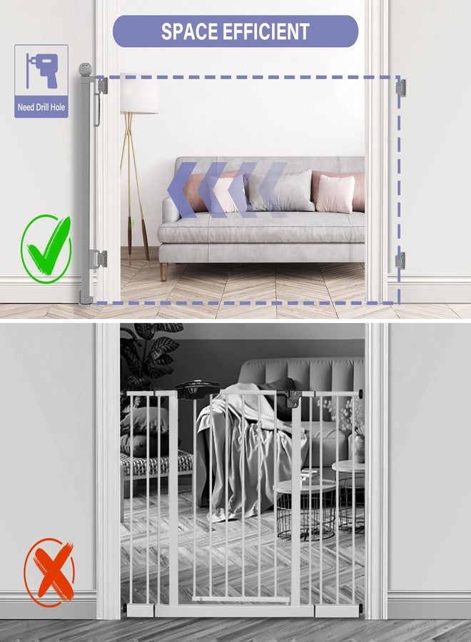 probebi Retractable Baby Gates Extra Wide, PRObebi Retractable Dog Gate for the House Extends to 54" Wide 34" Tall, Gates for Baby Indoor, Stair Gate for Outdoor, Staris, Hallways, Doorways, Deck, Porch - Image 4