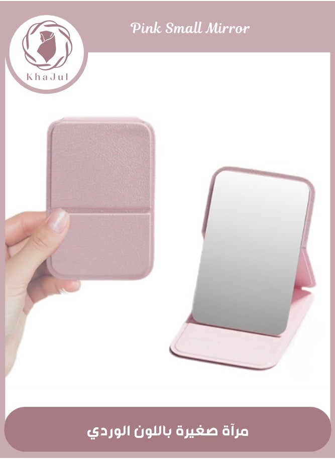 KHAJUL Pocket Mirror, Portable Folding Compact Makeup Mirror for Quick Touch-ups on the Go (Pink)  - Image 1