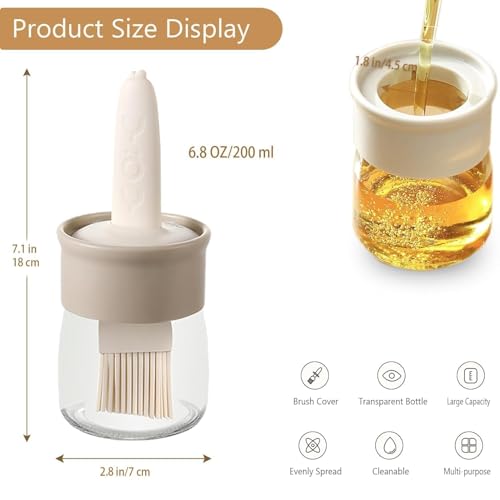 Puno Premium Oil Dispenser Bottle with Silicone Brush | 200ML Leakproof Plastic Jar | Kitchen Basting Brush for Cooking, Baking, BBQ, and Grilling Heat-Resistant - Image 4