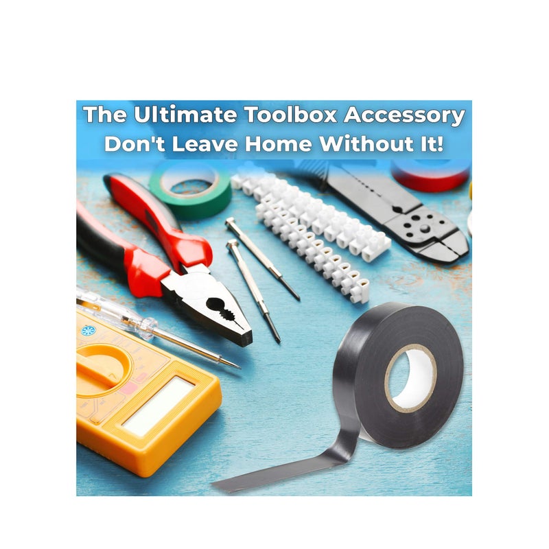 SOLARAE شريط كهربائي أسود بحجم كبير 10 عبوة، لفات ضخمة بطول 60 قدم من PVC الفينيل بعرض 3/4 بوصة مع لاصق مقاوم للعوامل الجوية. يتحمل درجات الحرارة العالية للاستخدام الكهربائي في السيارات. - Image 3