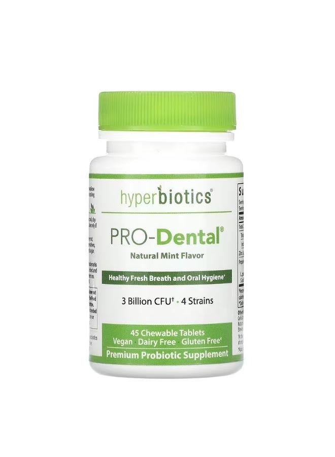 Hyperbiotics PRO Dental Natural Mint 3 Billion CFU 45 Chewable Tablets - Image 1