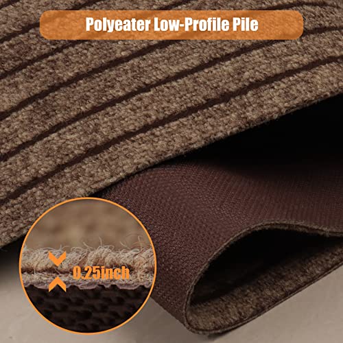 Weidear Hallway Runner Rug with Rubber Backing, Laundry Room Rug Non Slip, Washable Outdoor Indoor Rug Carpet Runner, Customized Area Rugs Mat for Entryway, Balcony, Deck-2FT x 6FT, Brown Stripe - Image 2