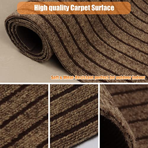 Weidear Hallway Runner Rug with Rubber Backing, Laundry Room Rug Non Slip, Washable Outdoor Indoor Rug Carpet Runner, Customized Area Rugs Mat for Entryway, Balcony, Deck-2FT x 6FT, Brown Stripe - Image 4