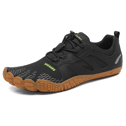 SAGUARO Barefoot Shoes for Men – Wide Toe Box Zero Drop Minimalist Shoes Trail Runner Sneakers Black Size 11 - Image 1