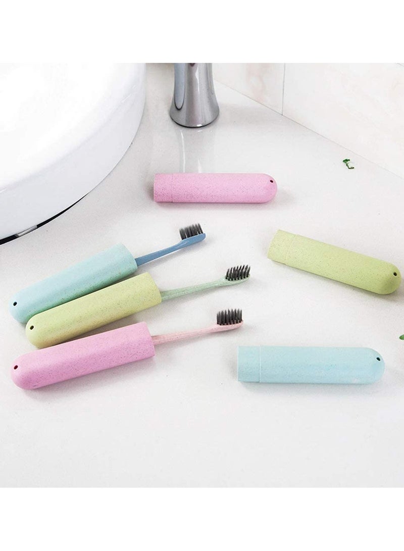 SYOSI 4 Pcs Travel Toothbrush Case Portable Toothbrush Storage Case Eco-Friendly Wheat Straw Toothbrushes Cover Case for Travel Camping School - Image 3