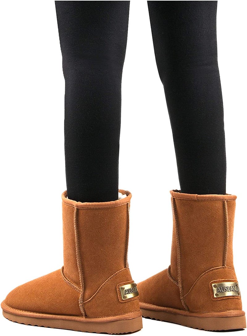 AUSLAND Genuine Suede Women's Boots Winter Short Boot Snow Boots for women Waterproof 10.5US Chestnut 5125 41EU - Image 2