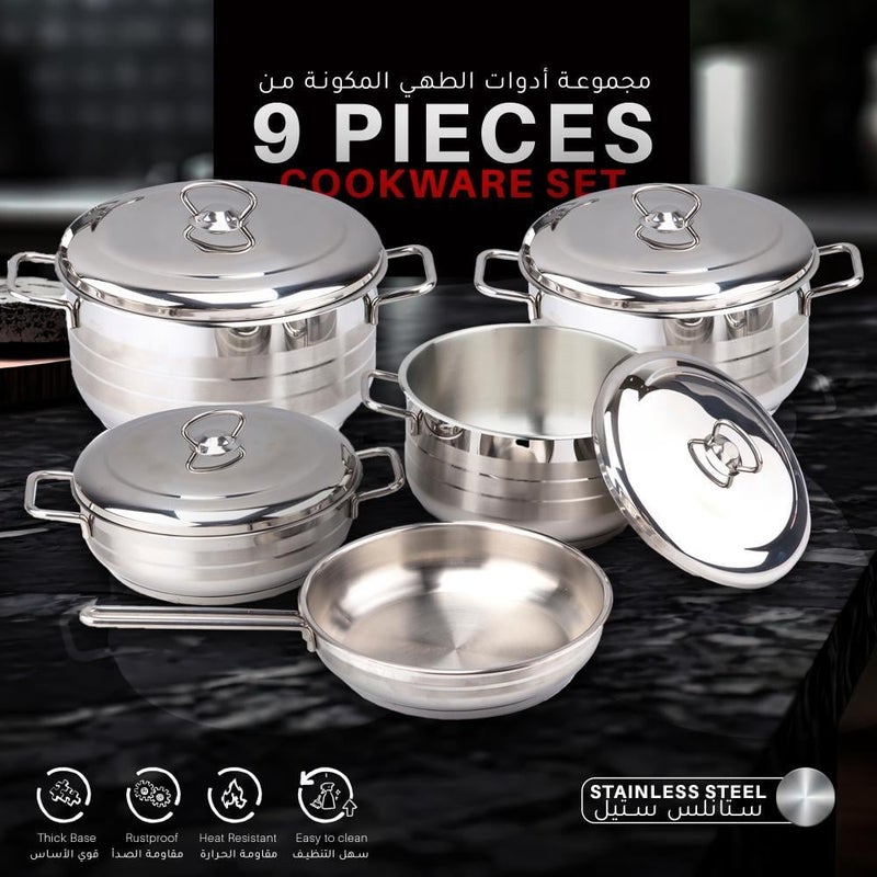 mister cook MISTERCOOK 9-Piece Stainless Steel Cookware Set – Model BA1900 (Induction Compatible) - Image 4