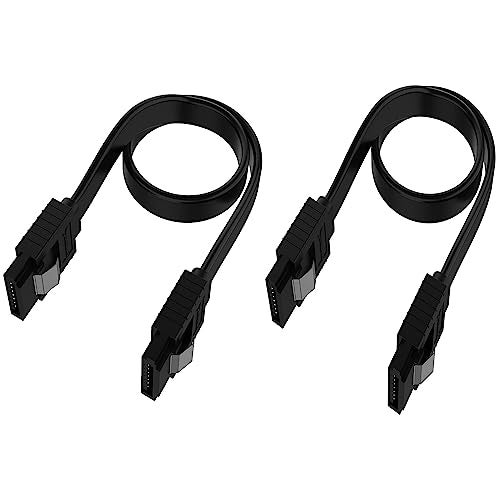 Etzin Sata Cable Iii 6Gbps Straight Hdd Sdd Data Cable With Locking Latch 16 Inch Compatible For Sata Hdd, Ssd, Cd Driver, Cd Writer (Pack-Of-2)-(Epl-255Tc-01) Epl-255Tc, Black - Image 1