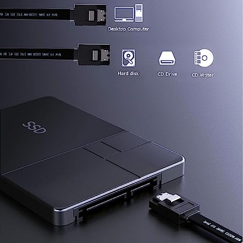 Etzin Sata Cable Iii 6Gbps Straight Hdd Sdd Data Cable With Locking Latch 16 Inch Compatible For Sata Hdd, Ssd, Cd Driver, Cd Writer (Pack-Of-2)-(Epl-255Tc-01) Epl-255Tc, Black - Image 5
