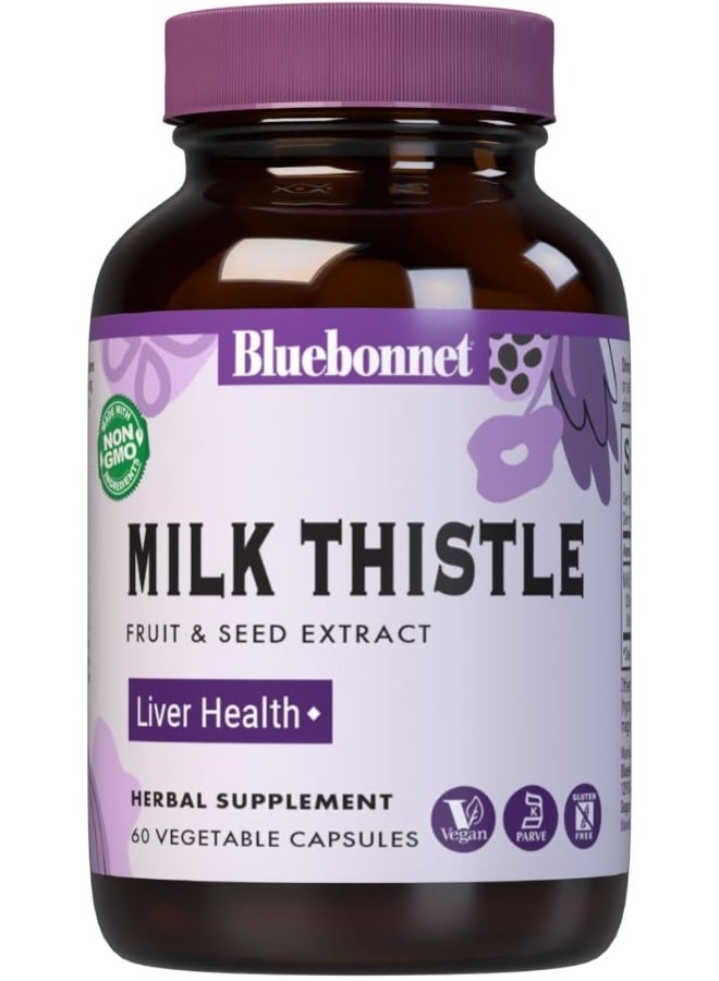 Blue Bonnet Standardized Milk Thistle Fruit and Seed Extract Vegetable Capsules, 60 count - Image 1