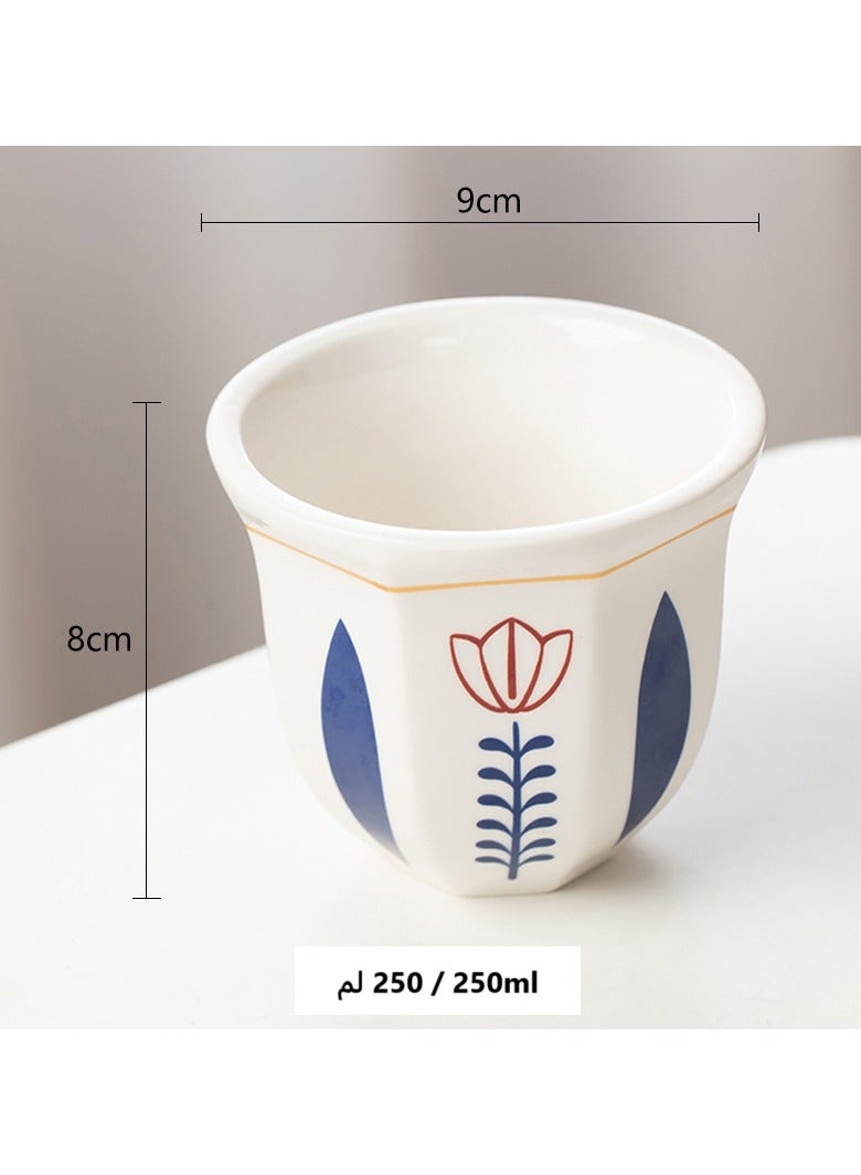 Vintage Floral Ceramic Tea Cup with Latte Art Design - Insulated, Reusable Espresso Mug for Coffee & Tea Lovers, 2 Pcs  - Image 5