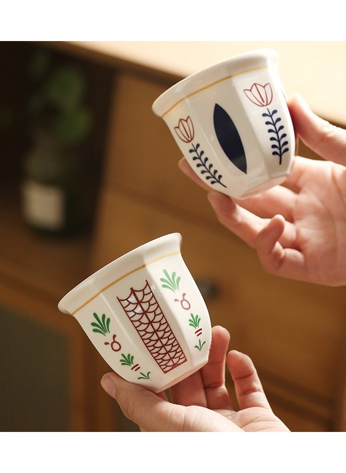 Vintage Floral Ceramic Tea Cup with Latte Art Design - Insulated, Reusable Espresso Mug for Coffee & Tea Lovers, 2 Pcs  - Image 4