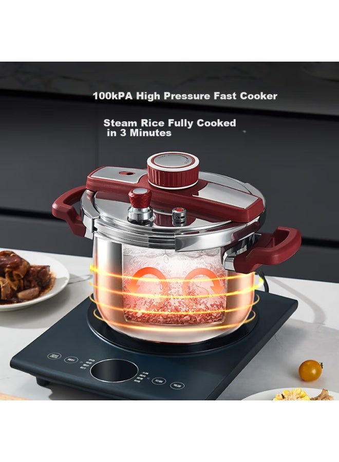 Tianxi 6l Household 304 Stainless Steel Pressure Cooker With Red Button -proof High Pressure Cooker 22cm Gas Stove Quick Cooking Single-handed Opening And Closing - Image 4