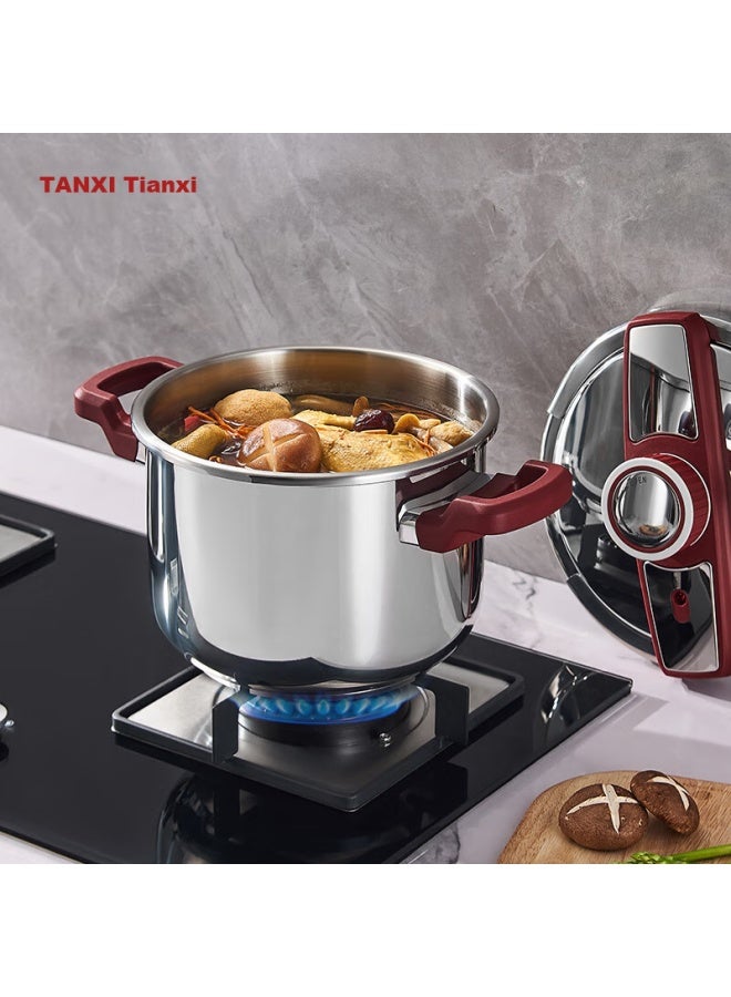 Tianxi 6l Household 304 Stainless Steel Pressure Cooker With Red Button -proof High Pressure Cooker 22cm Gas Stove Quick Cooking Single-handed Opening And Closing - Image 2