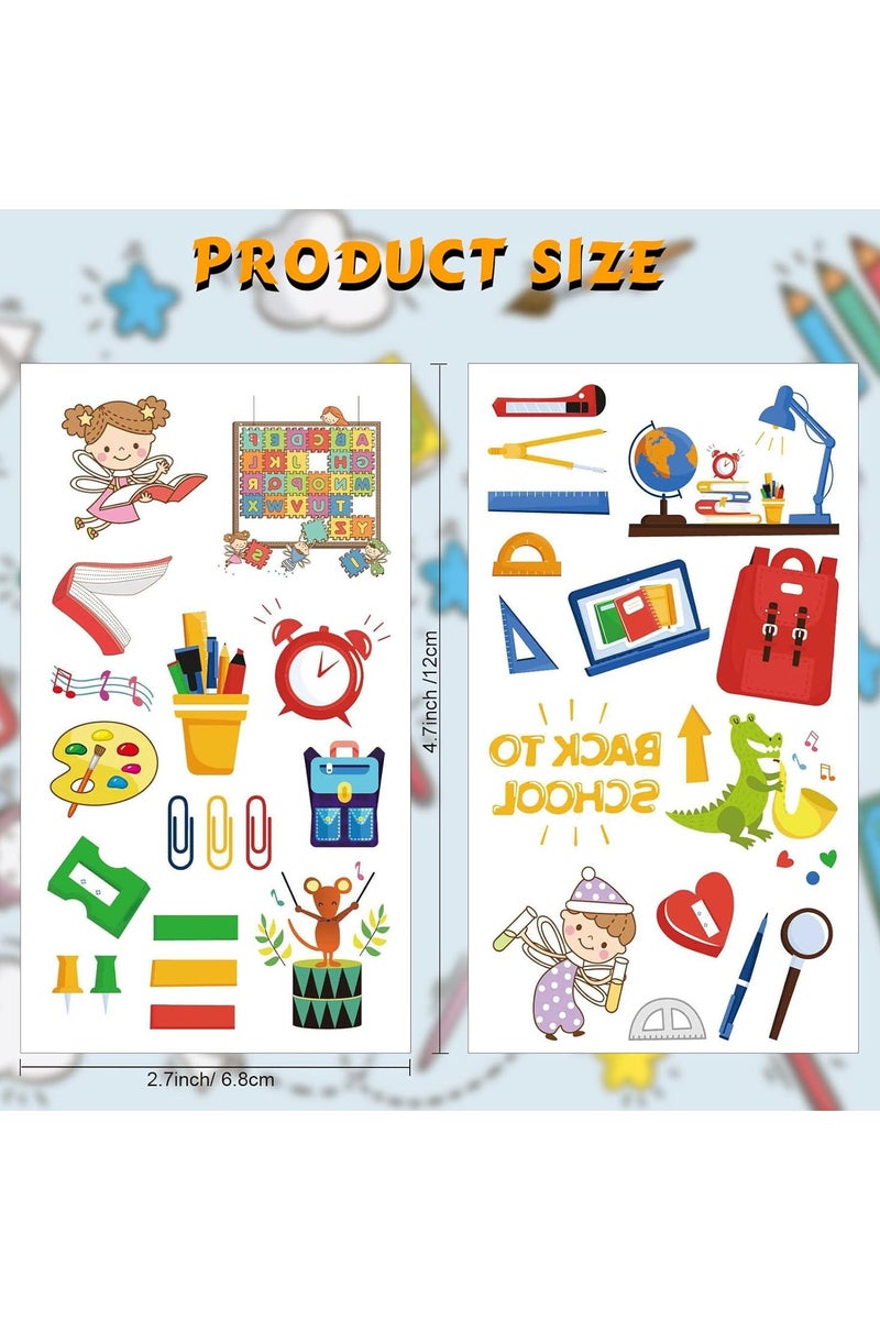 ORAINBOW 10 Sheets Back to School Temporary Tattoos Stickers School Bus Learning Tools School Fairy Tattoos for Kids Gift for the First Day of School 136 Pieces - Image 2