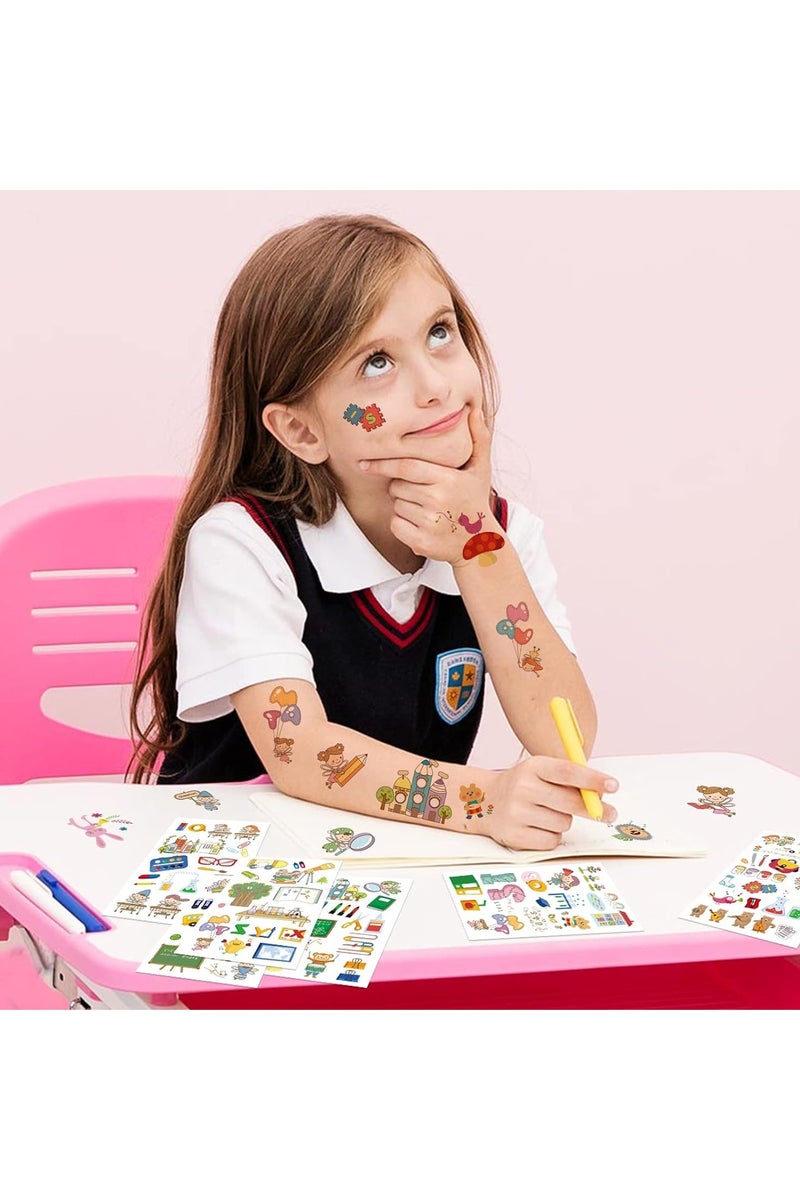 ORAINBOW 10 Sheets Back to School Temporary Tattoos Stickers School Bus Learning Tools School Fairy Tattoos for Kids Gift for the First Day of School 136 Pieces - Image 5