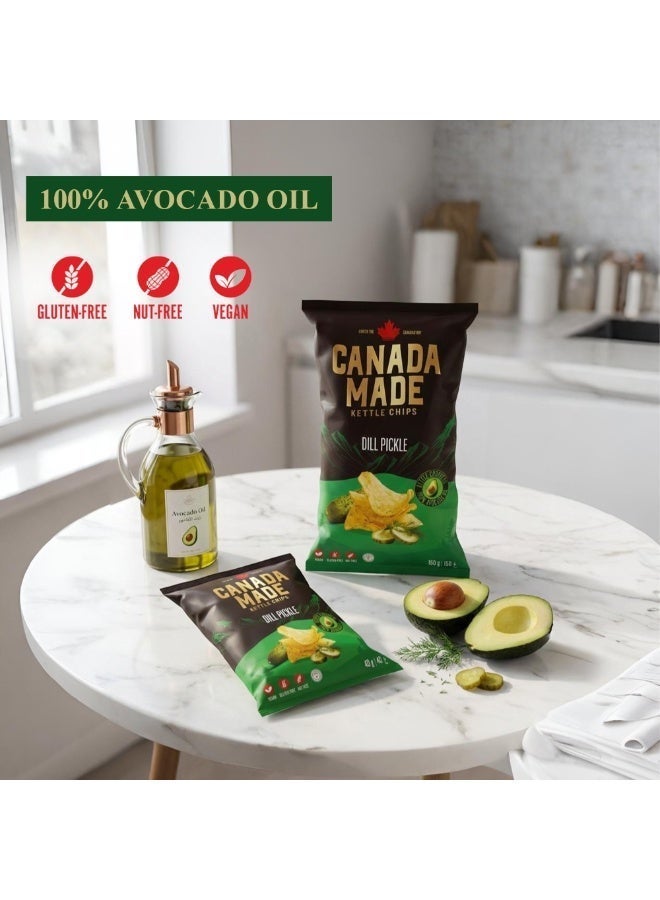 Canada Made Healthy Snacks - 100% Avocado Oil Kettle Cooked Potato Chips - Dill Pickle Flavor, Vegan, Gluten Free, Nut Free Healthy Chips - Made in Canada Snacks - 150g Bag - Image 4