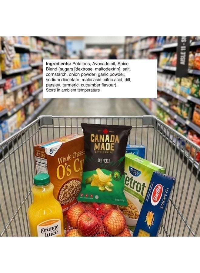 Canada Made Healthy Snacks - 100% Avocado Oil Kettle Cooked Potato Chips - Dill Pickle Flavor, Vegan, Gluten Free, Nut Free Healthy Chips - Made in Canada Snacks - 150g Bag - Image 5
