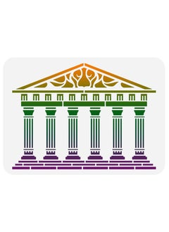 FINGERINSPIRE Greek Temple Stencil 11.7x8.3 inch Reusable Ancient Architecture Stencil Hollow Out 6 Stone Pillars Building Drawing Stencil DIY Craft Template for Painting on Fabric, Tiles, Canvas