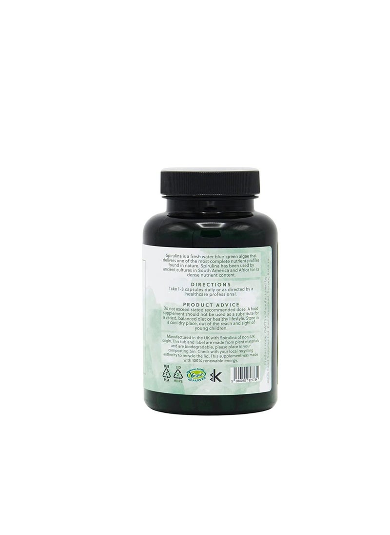 Organic Spirulina Food Supplement 120 Vegan Capsules, 500 Mg