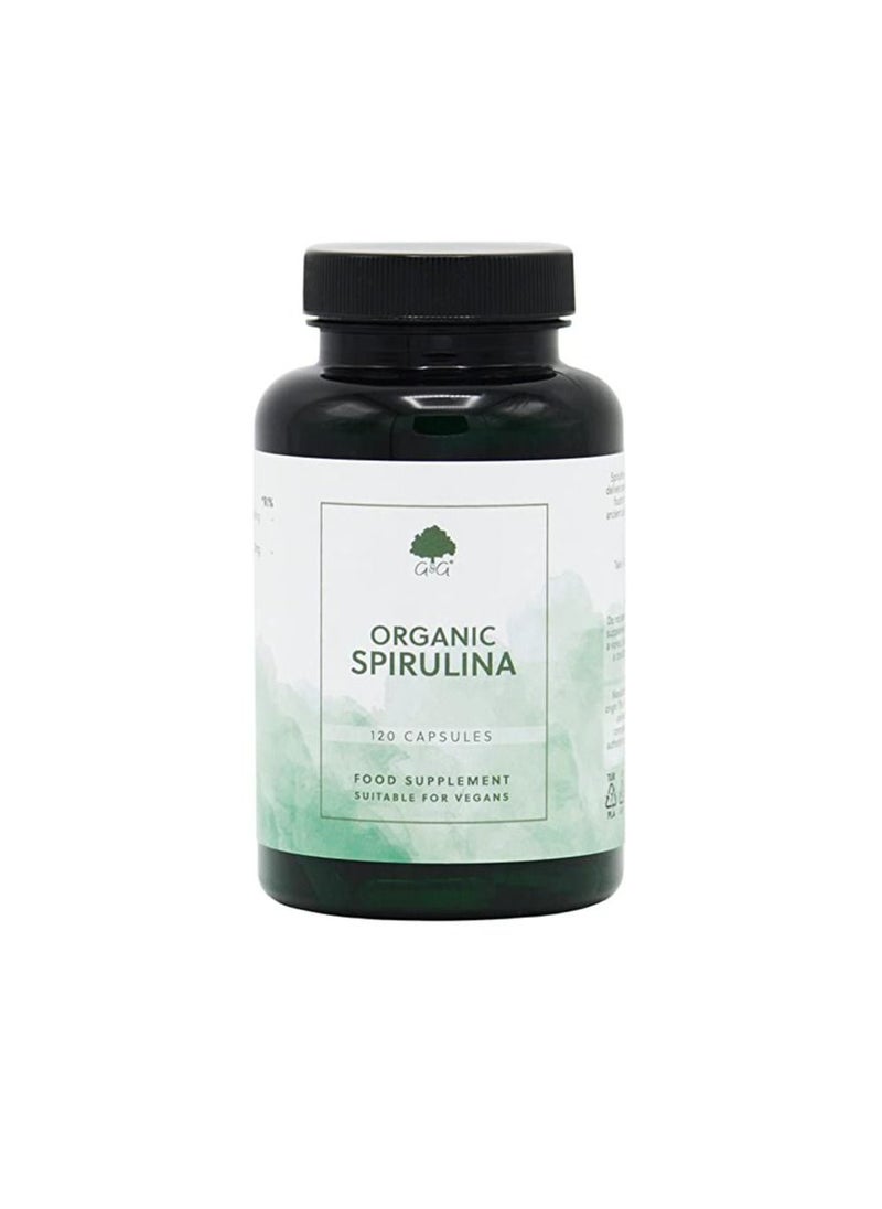 Organic Spirulina Food Supplement 120 Vegan Capsules, 500 Mg