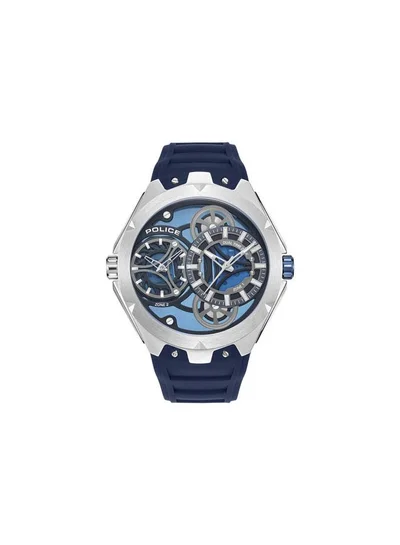 POLICE Men's Scepter Navy Black Dial Navy Silicone Strap Analog Watch for Men - 46mm