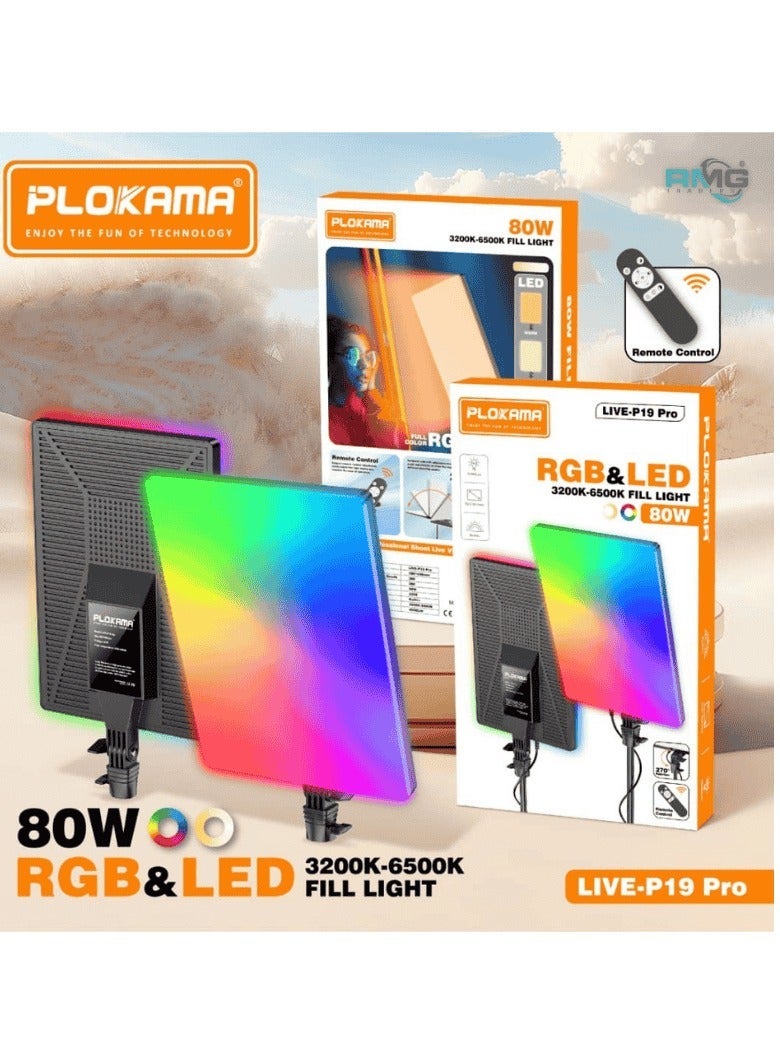 PLOKAMA LIVE P19 Pro RGB Panel Light Multi Color Remote Control High Brightness - Image 1