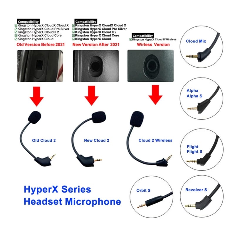 TUANRIVER Hyperx Cloud 2 Mic Replacement, (Old Version Before 2021), Cloud X, Cloud II, Cloud Core, Cloud Pro Silver â€“ Noise Cancelling Boom Microphone Compatible with Gaming Consoles, PC, 3.5mm Jack - Image 4