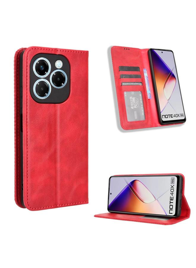 زبون جراب لهاتف Infinix Note 40X 5G X6838، جراب هاتف جلدي بمشبك مغناطيسي بتصميم كلاسيكي - Image 1