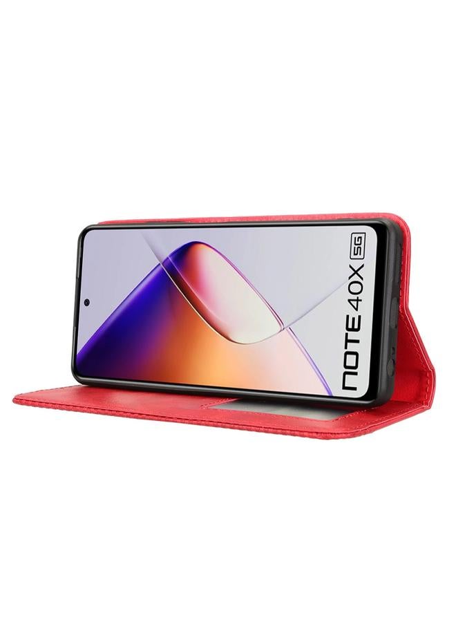 زبون جراب لهاتف Infinix Note 40X 5G X6838، جراب هاتف جلدي بمشبك مغناطيسي بتصميم كلاسيكي - Image 5