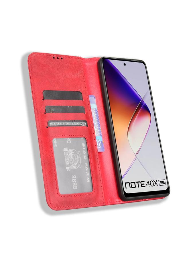 زبون جراب لهاتف Infinix Note 40X 5G X6838، جراب هاتف جلدي بمشبك مغناطيسي بتصميم كلاسيكي - Image 4