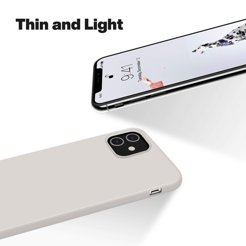 OTOFLY Soft Silicone Designed for iPhone 12/12 Pro Case,[Military Grade Drop Protection] [Anti-Scratch Microfiber Lining] Shockproof Protective Phone Case Slim Thin Cover 6.1 inch,Stone - Image 4