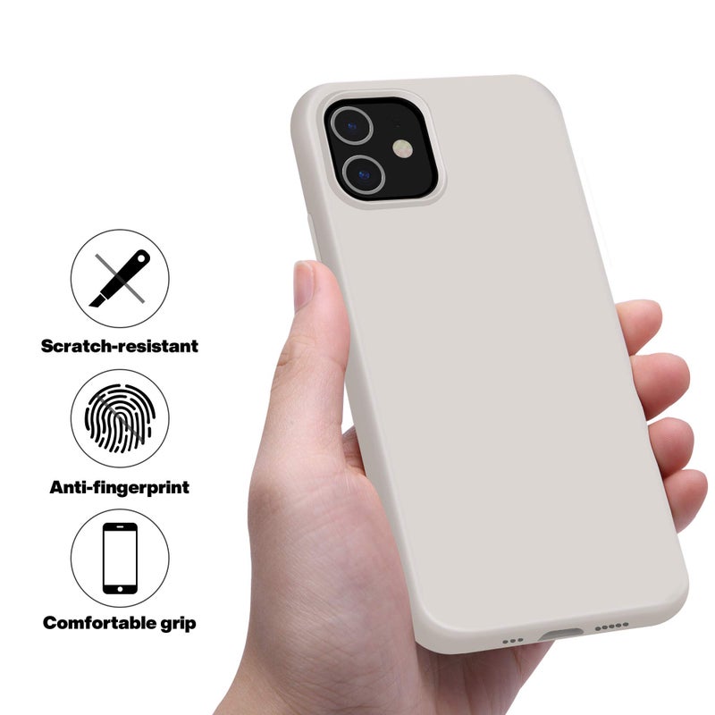 OTOFLY Soft Silicone Designed for iPhone 12/12 Pro Case,[Military Grade Drop Protection] [Anti-Scratch Microfiber Lining] Shockproof Protective Phone Case Slim Thin Cover 6.1 inch,Stone - Image 5