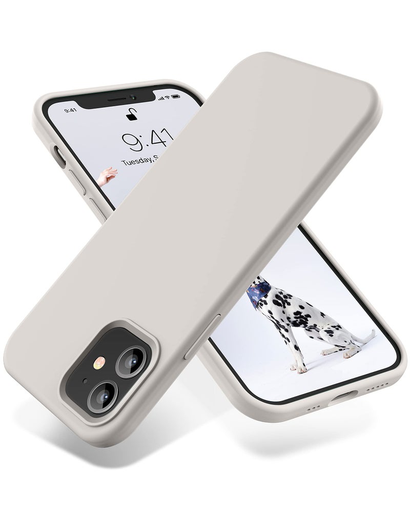 OTOFLY Soft Silicone Designed for iPhone 12/12 Pro Case,[Military Grade Drop Protection] [Anti-Scratch Microfiber Lining] Shockproof Protective Phone Case Slim Thin Cover 6.1 inch,Stone - Image 1