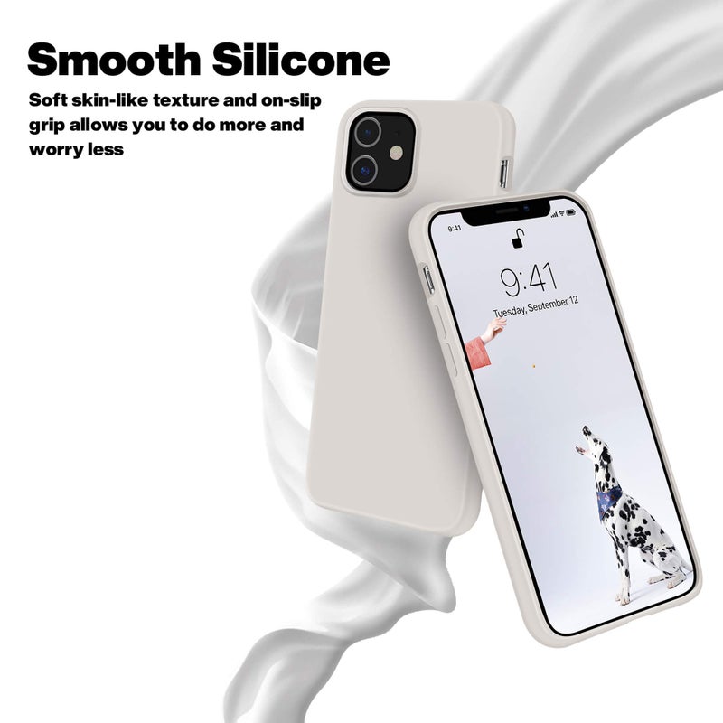 OTOFLY Soft Silicone Designed for iPhone 12/12 Pro Case,[Military Grade Drop Protection] [Anti-Scratch Microfiber Lining] Shockproof Protective Phone Case Slim Thin Cover 6.1 inch,Stone - Image 3