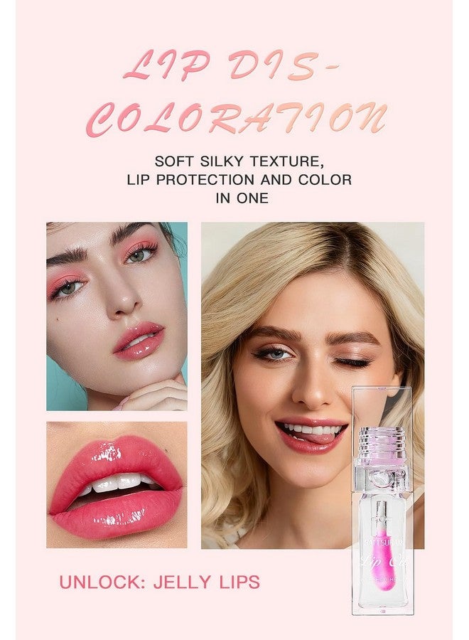 جيه آي اس كيه جي زيت شفاه سحري متغير اللون، مرطب للشفاه، زيت شفاه لامع ملون غير لاصق للشفاه الجافة، للعناية بالشفاه. (زيت شفاه متغير اللون) - Image 2